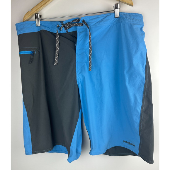 *Flawed Patagonia Men's Stretch Wavefarer Board Shorts Blue Gray Trunks Size 38 - Picture 12 of 12